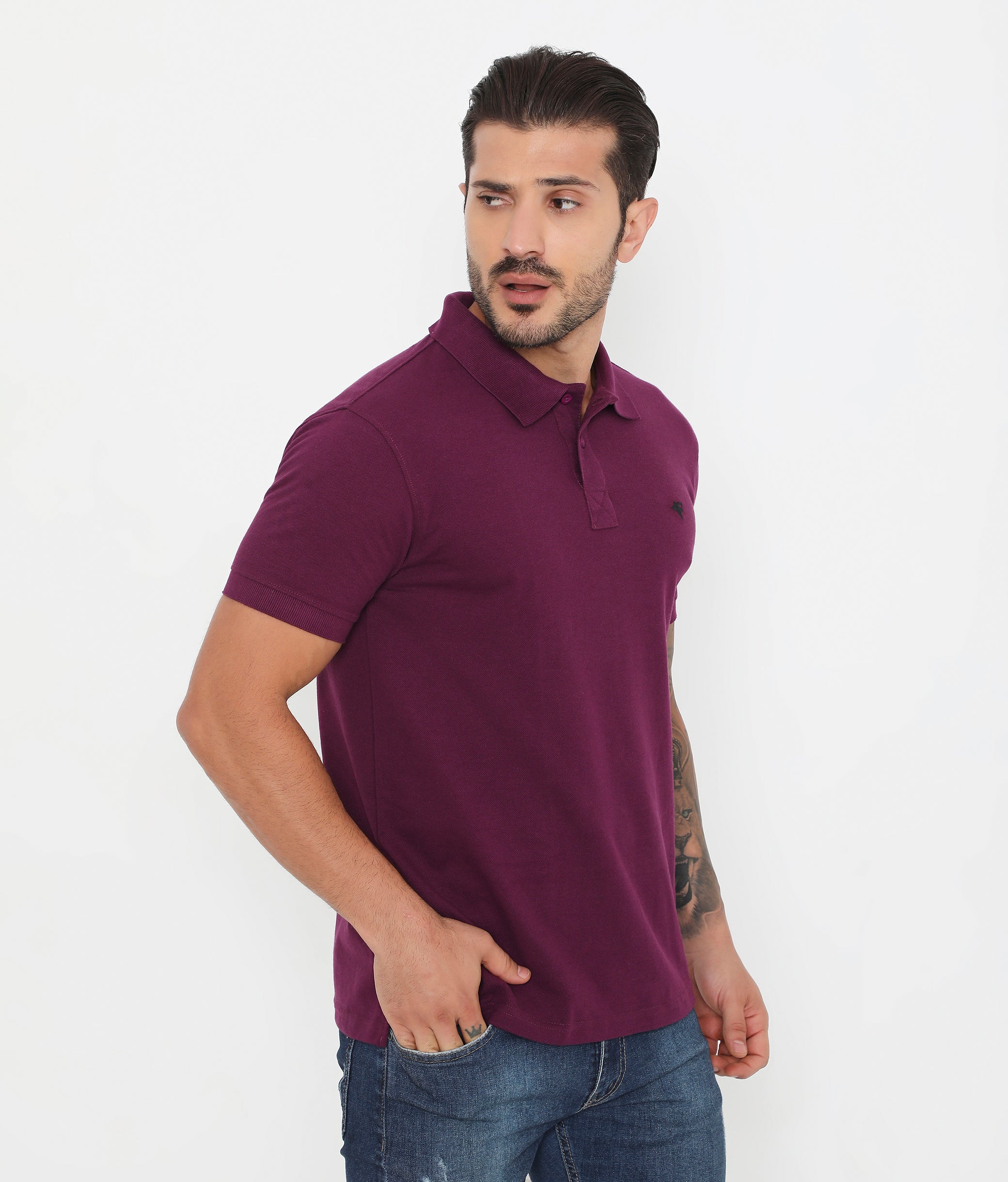 Men Classic Cotton Polo T-Shirt - Grape