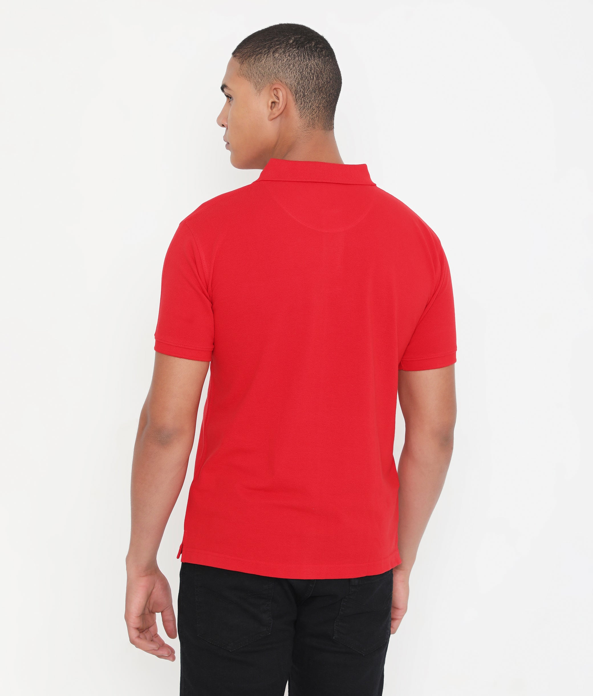 Men Solid Red Essential Cotton Polo T-Shirt with Chest Pocket