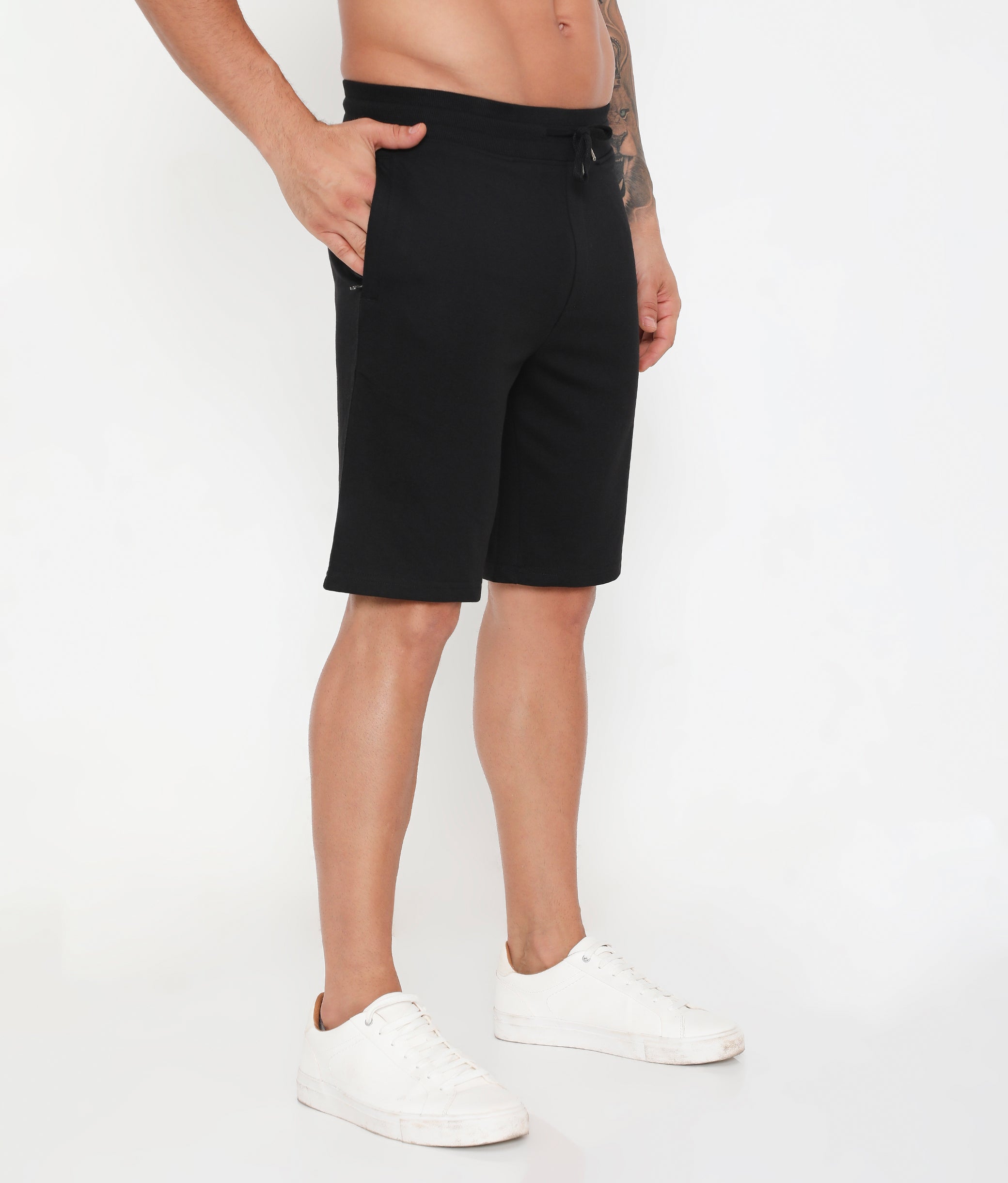 Men 002 Active Cotton Shorts- Black