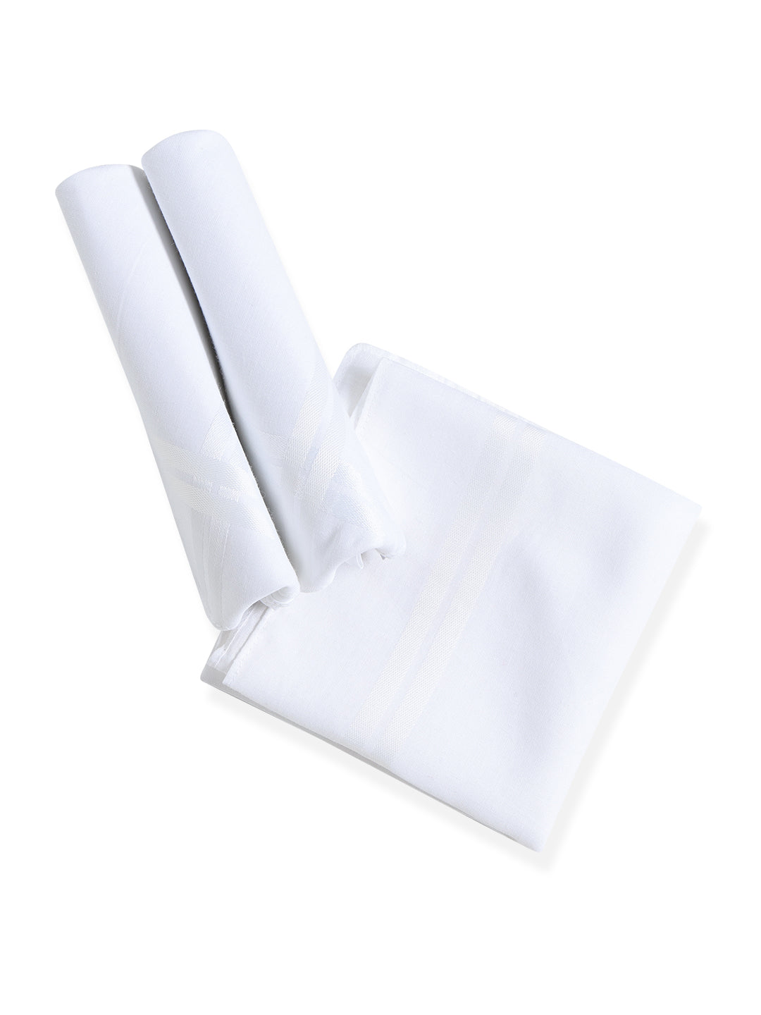 VIP Men's Solid Cotton White Square Classic 01 Handkerchief-Pack of 3