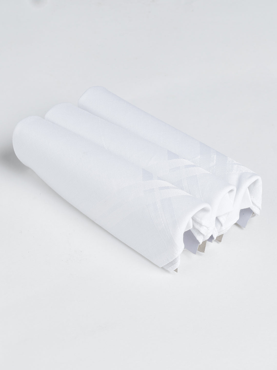 VIP Men's Solid Cotton White Square Classic 01 Handkerchief-Pack of 3