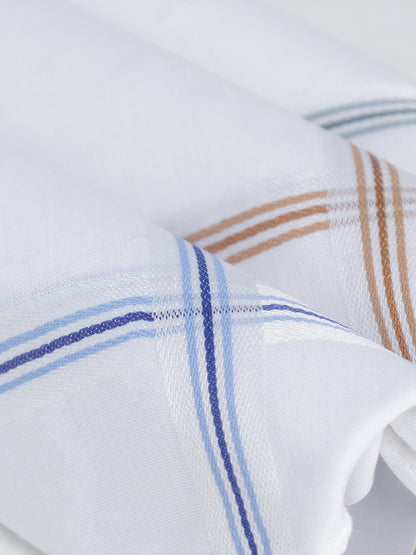 VIP Men's Solid Cotton White Square Classic 02 Handkerchief-Pack of 3