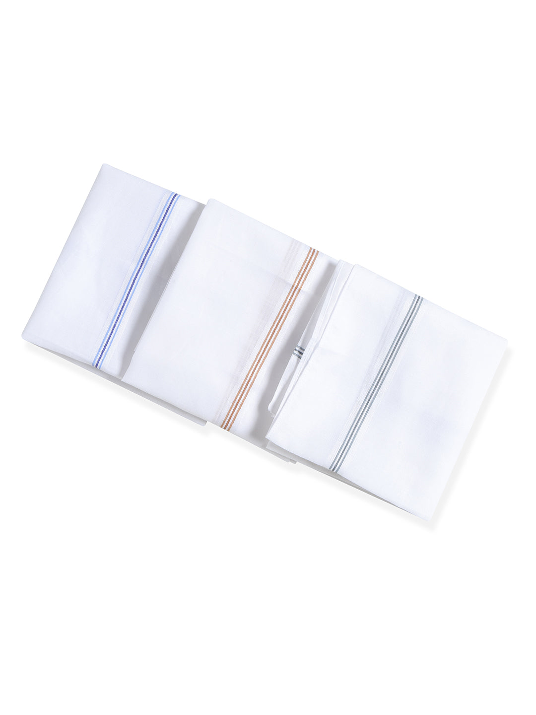 VIP Men's Solid Cotton White Square Classic 02 Handkerchief-Pack of 3