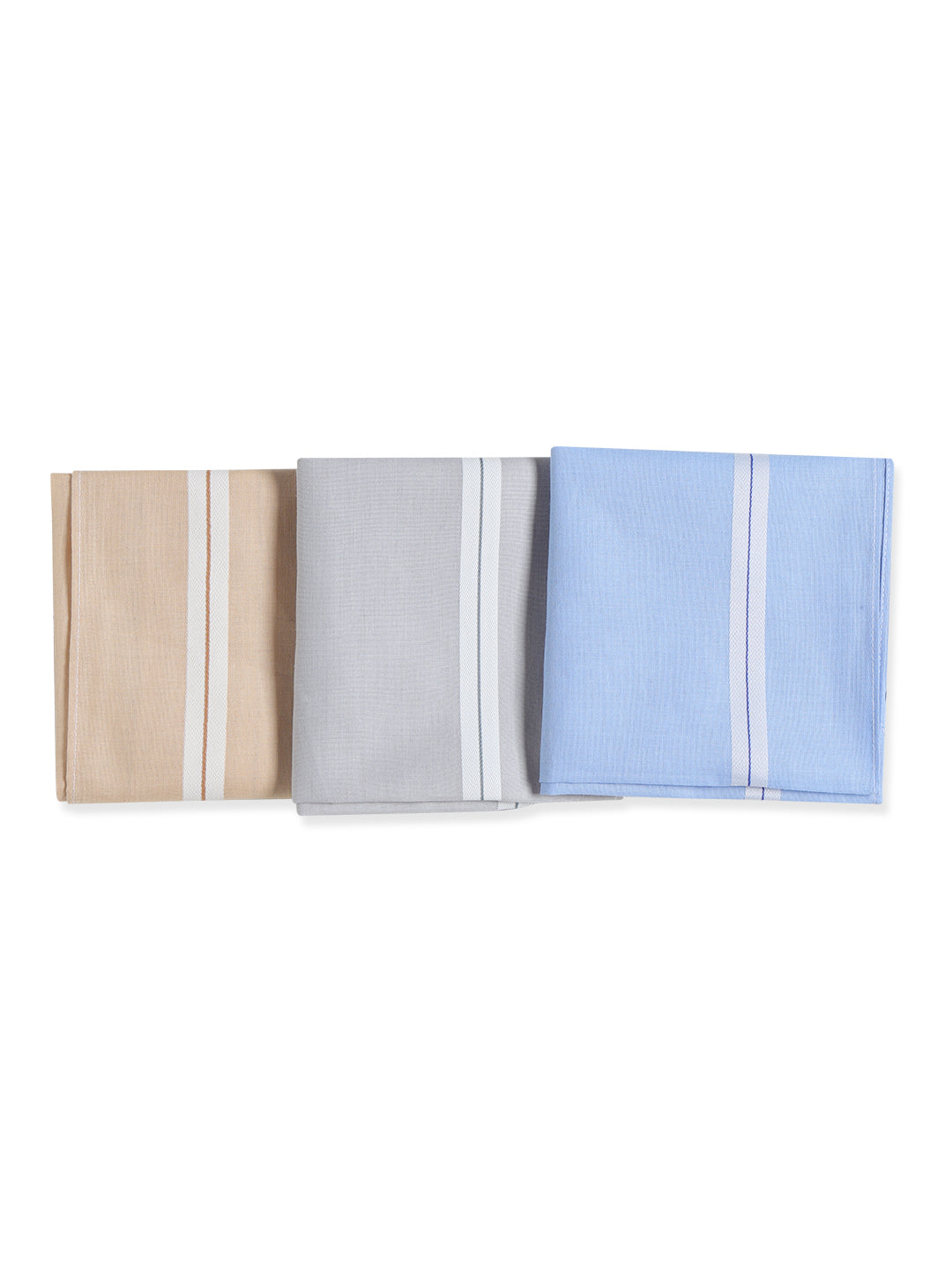 VIP Men's Striped Cotton Assorted Square Classic 03 Handkerchief-Pack of 3