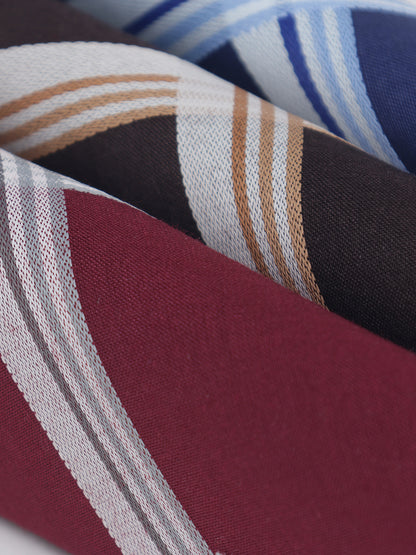 VIP Men's Striped Cotton Assorted Square Classic 04 Handkerchief-Pack of 3