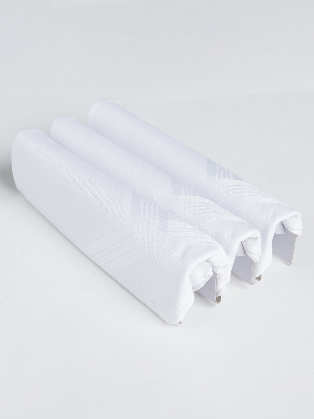 VIP Men's Solid Cotton White Square Premium 01 Handkerchief-Pack of 3