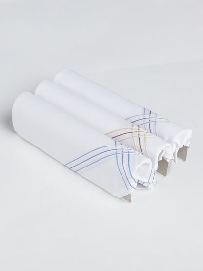 VIP Men's Striped Cotton Assorted Square Premium 02 Handkerchief-Pack of 3
