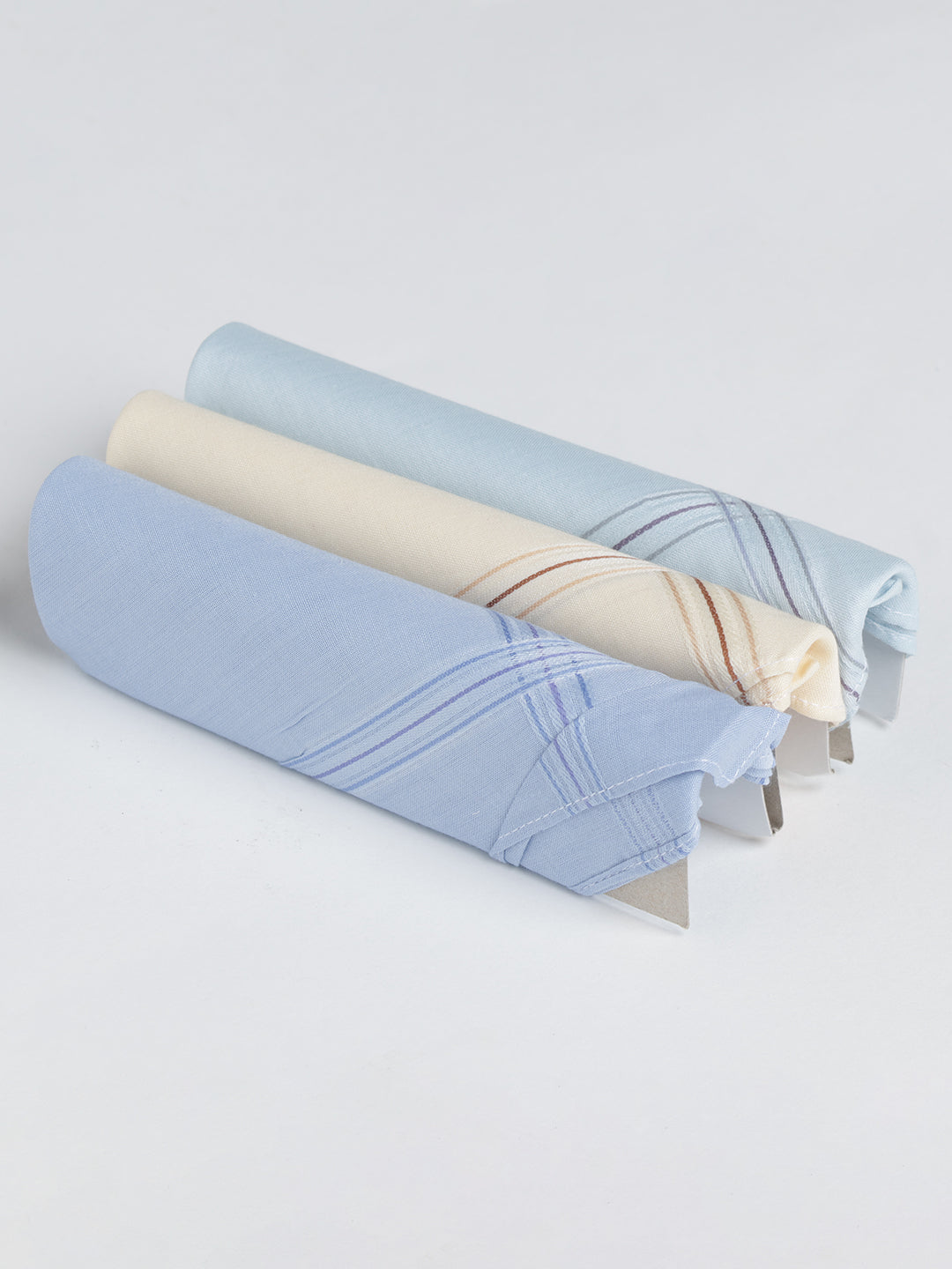 VIP Men's Striped Cotton Assorted Square Premium 03 Handkerchief-Pack of 3