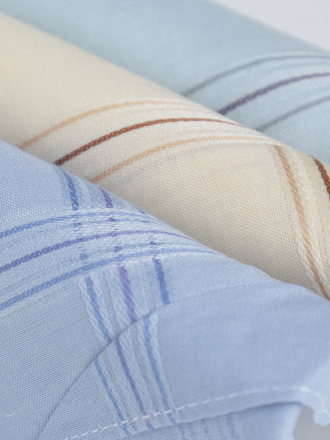 VIP Men's Striped Cotton Assorted Square Premium 03 Handkerchief-Pack of 3