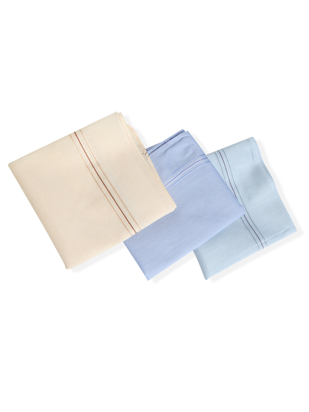 VIP Men's Striped Cotton Assorted Square Premium 03 Handkerchief-Pack of 3