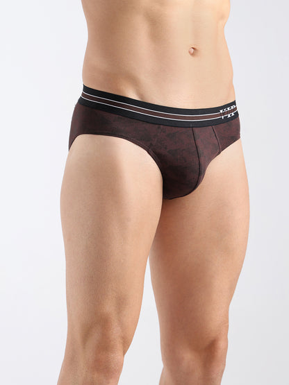 AZURE Men's Printed Cotton Mid Rise Regular Fit  Briefs-Assorted Colours-PO2
