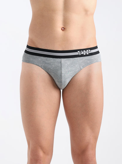 AZURE Men's Printed Cotton Mid Rise Regular Fit  Briefs-Assorted Colours-PO2