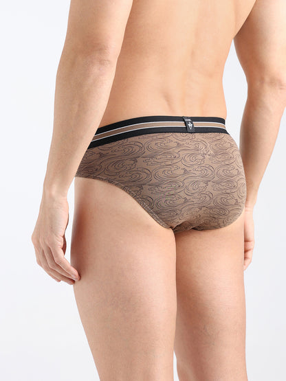 AZURE Men's Printed Cotton Mid Rise Regular Fit  Briefs-Assorted Colours-PO2