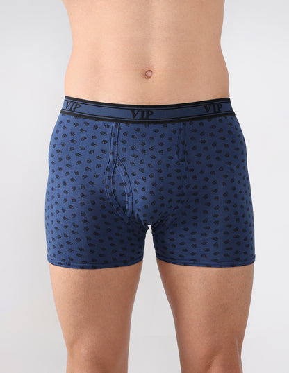 One Up Men's Printed Cotton Mid Rise Regular Fit Trunk-Assorted Colours-Pack of 2