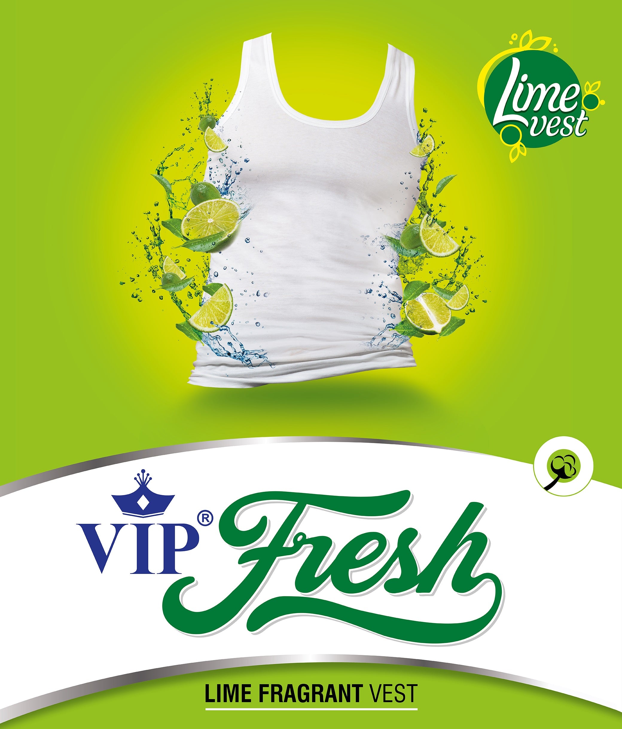 Fresh Men's Lime Fragrant Pure Cotton Vest | Skin Friendly | Odour Buster Technology