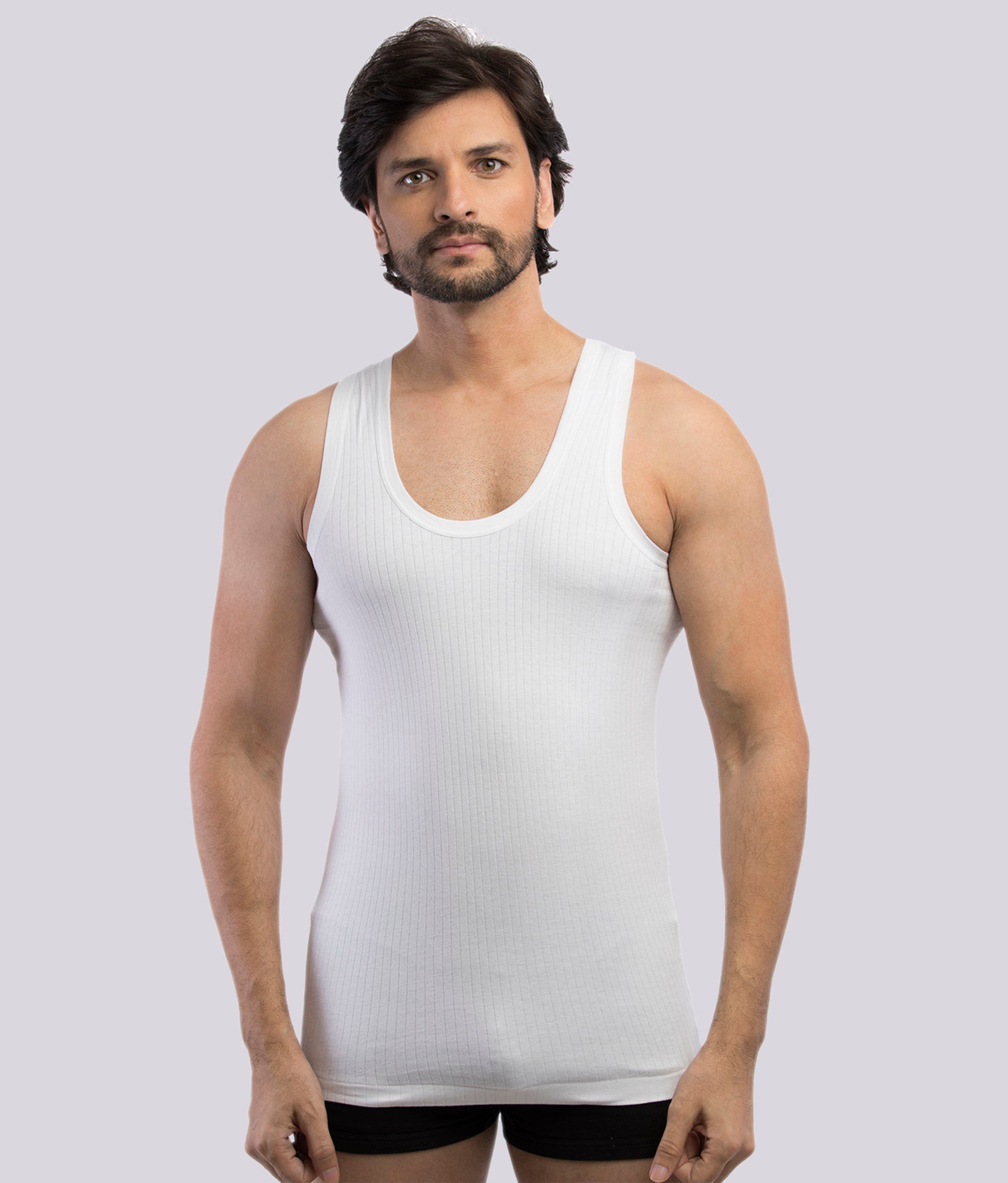 Bonus Linear - 100% Combed Cotton Rib Vest for Men