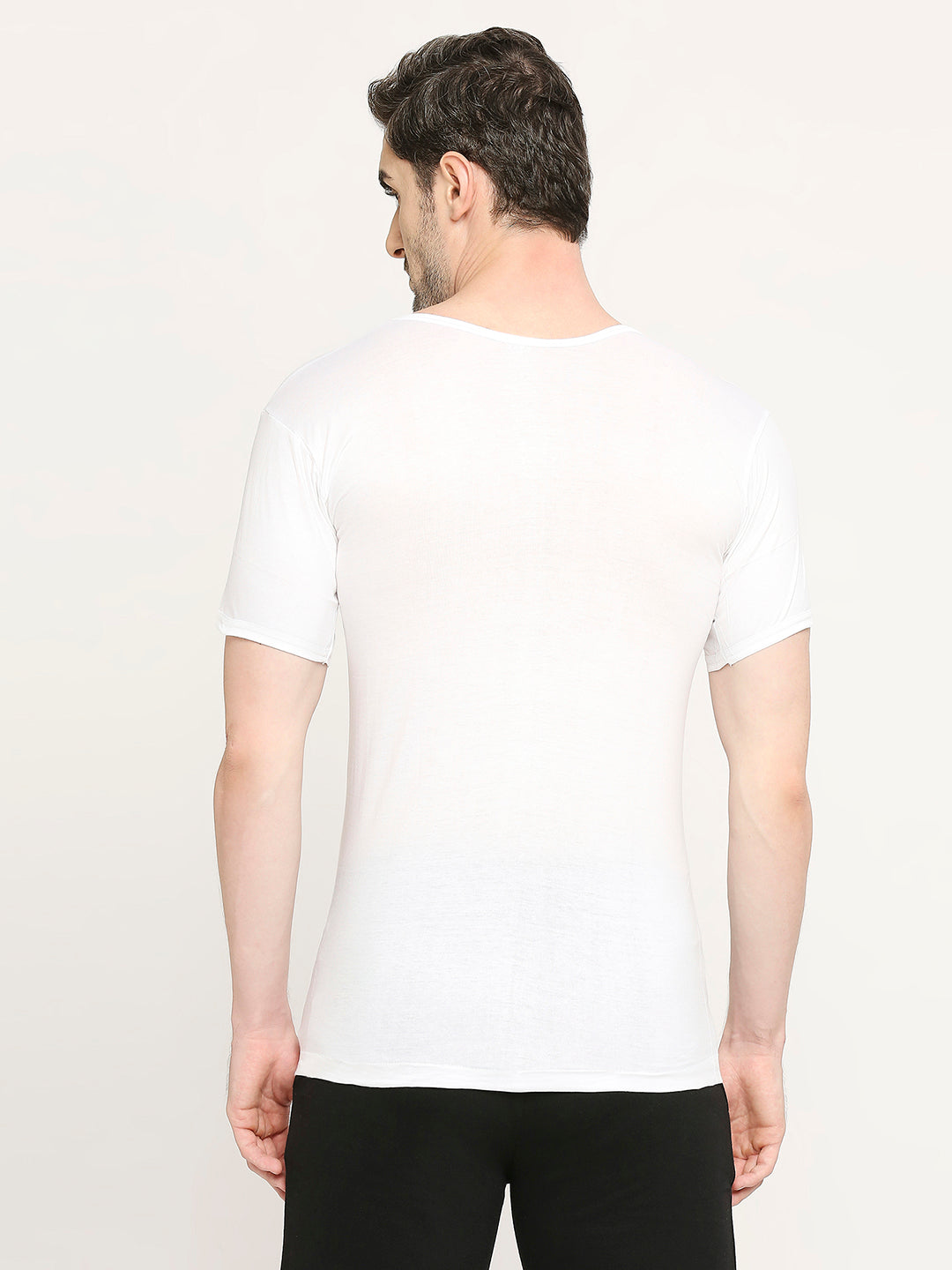 Bonus Classic Milky White Cotton Vest with Sleeves for Men