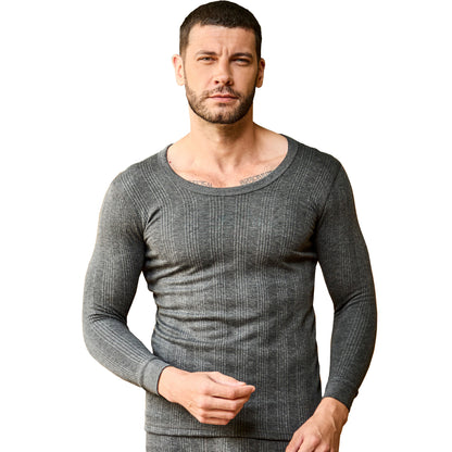 VIP Menƒ??s Round Neck Thermal Top ƒ?? Charcoal Melange