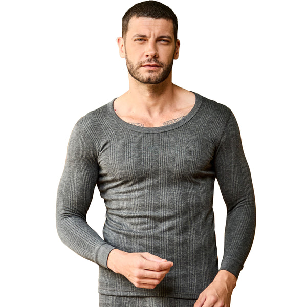 VIP Menƒ??s Round Neck Thermal Top ƒ?? Charcoal Melange