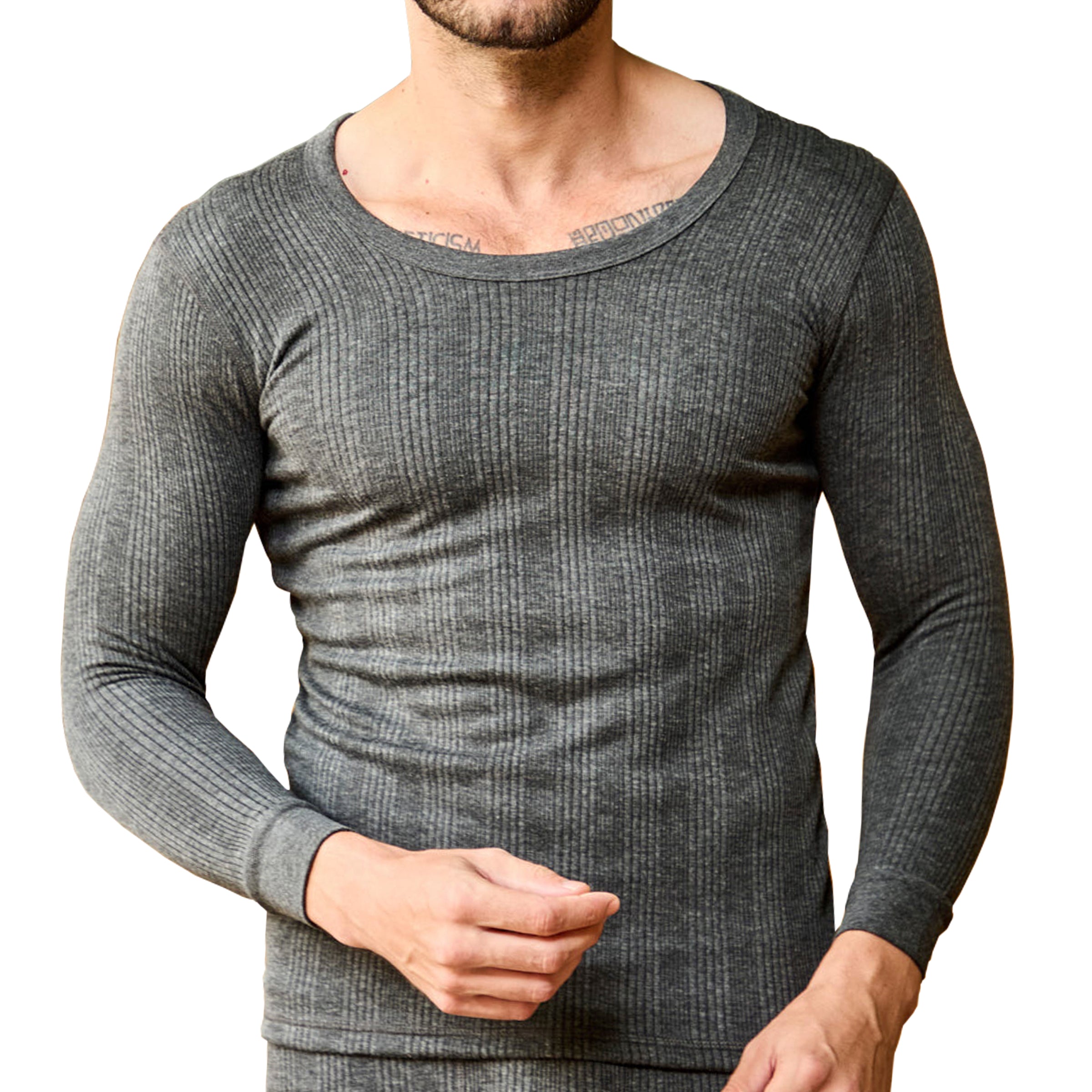 VIP Menƒ??s Round Neck Thermal Top ƒ?? Charcoal Melange
