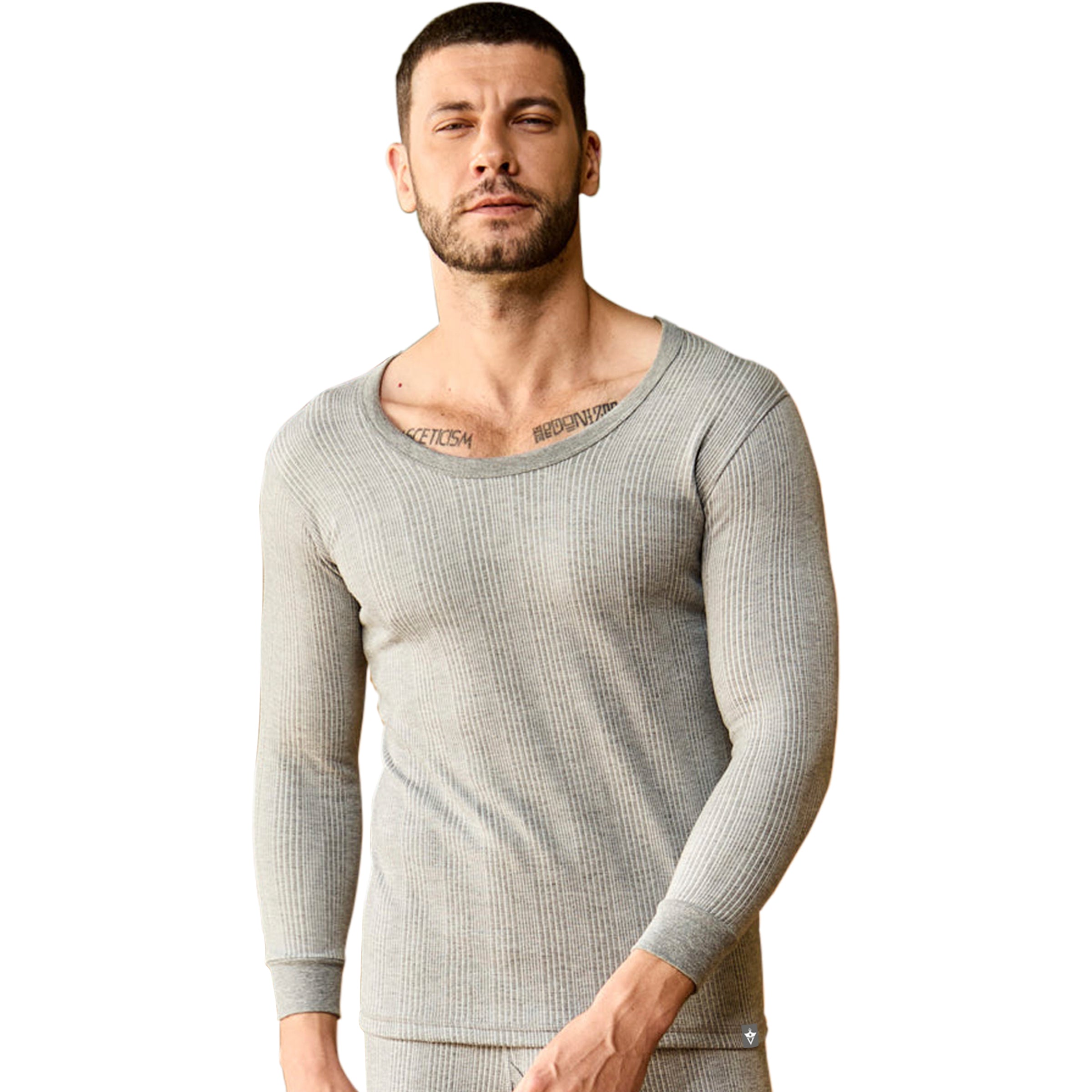 VIP Menƒ??s Round Neck Thermal Top ƒ?? Grey Melange