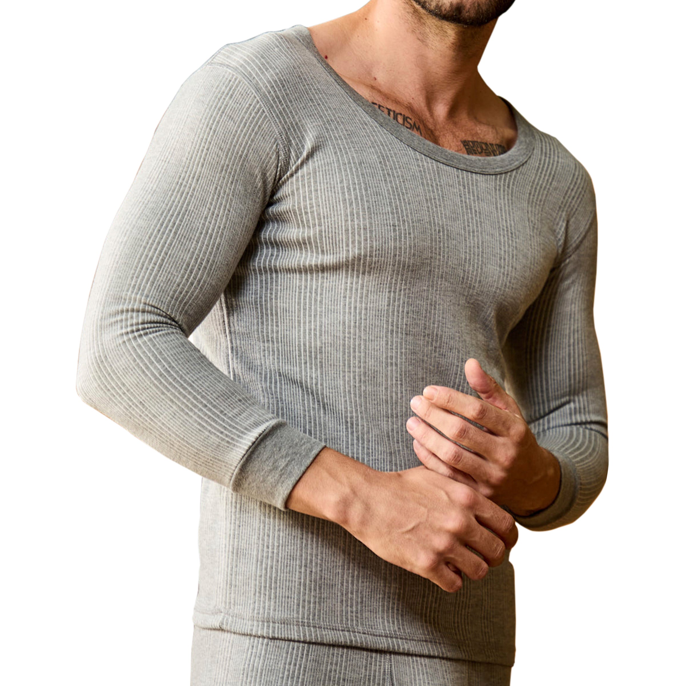 VIP Menƒ??s Round Neck Thermal Top ƒ?? Grey Melange