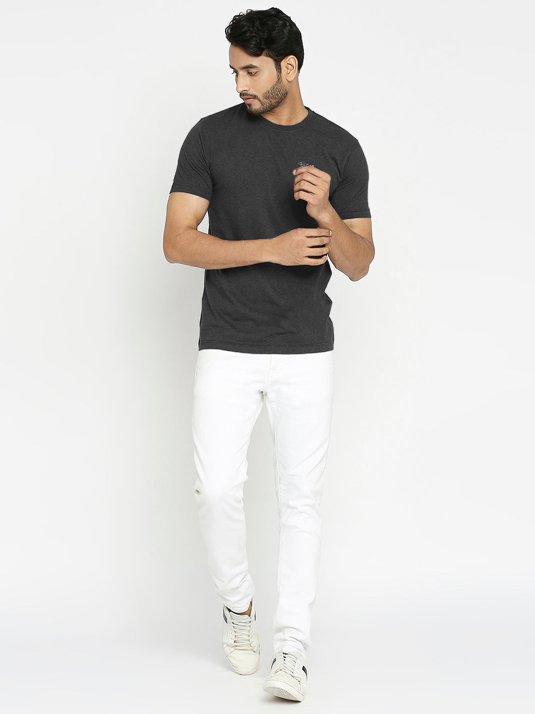 Charcoal Melange Everyday Essential Cotton T-Shirt for Men