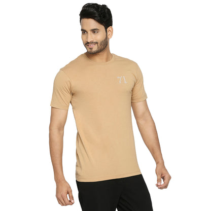 Solid Khaki Everyday Essential Cotton T-Shirt for Men