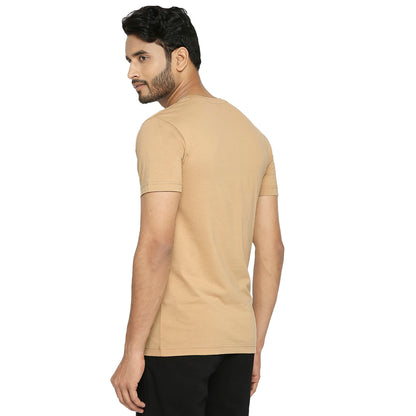 Solid Khaki Everyday Essential Cotton T-Shirt for Men