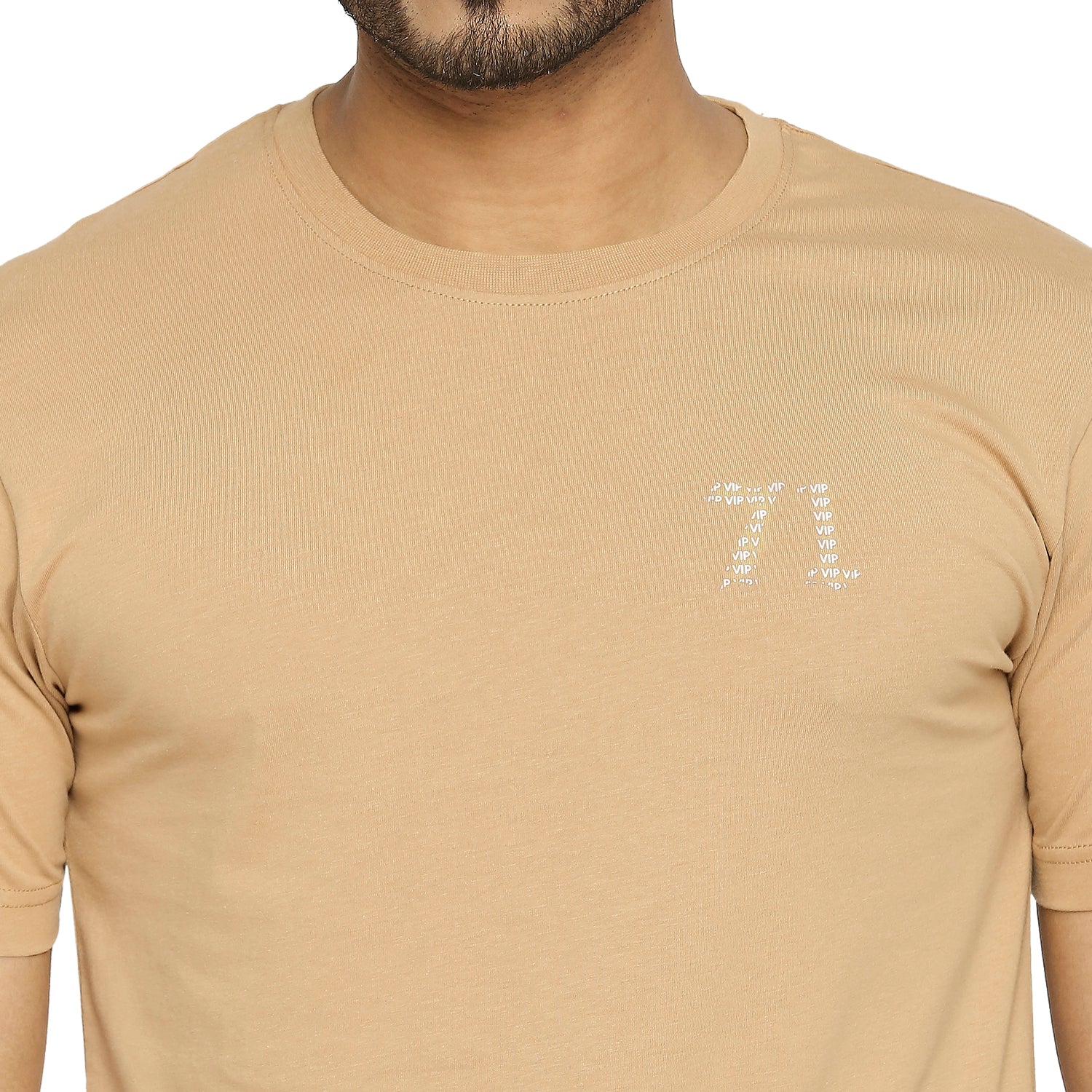 Solid Khaki Everyday Essential Cotton T-Shirt for Men