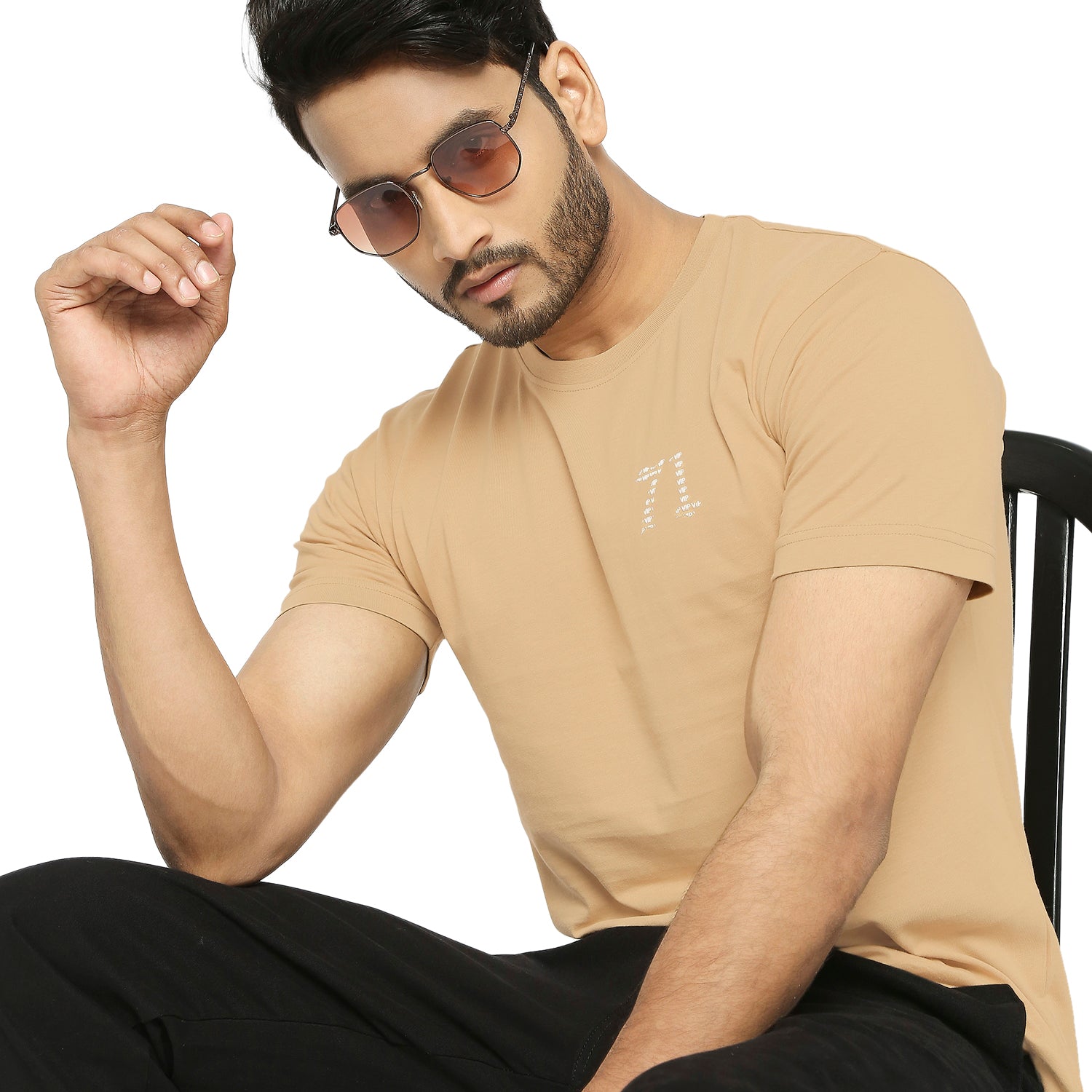 Solid Khaki Everyday Essential Cotton T-Shirt for Men