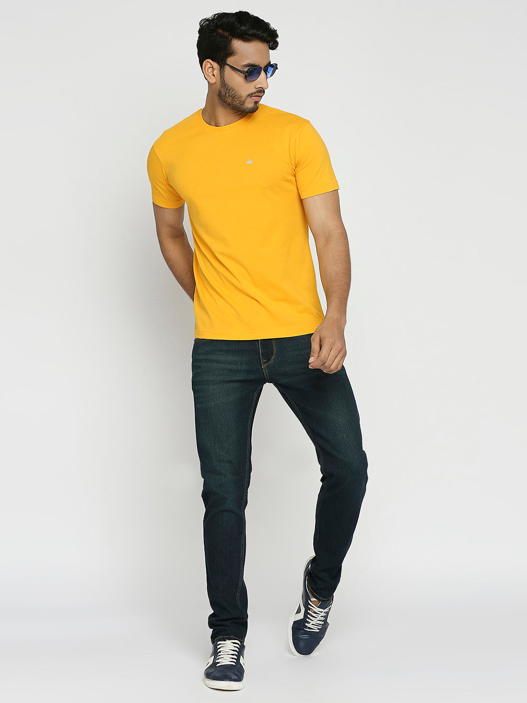 Mens Golden Yellow Round Neck T-Shirt