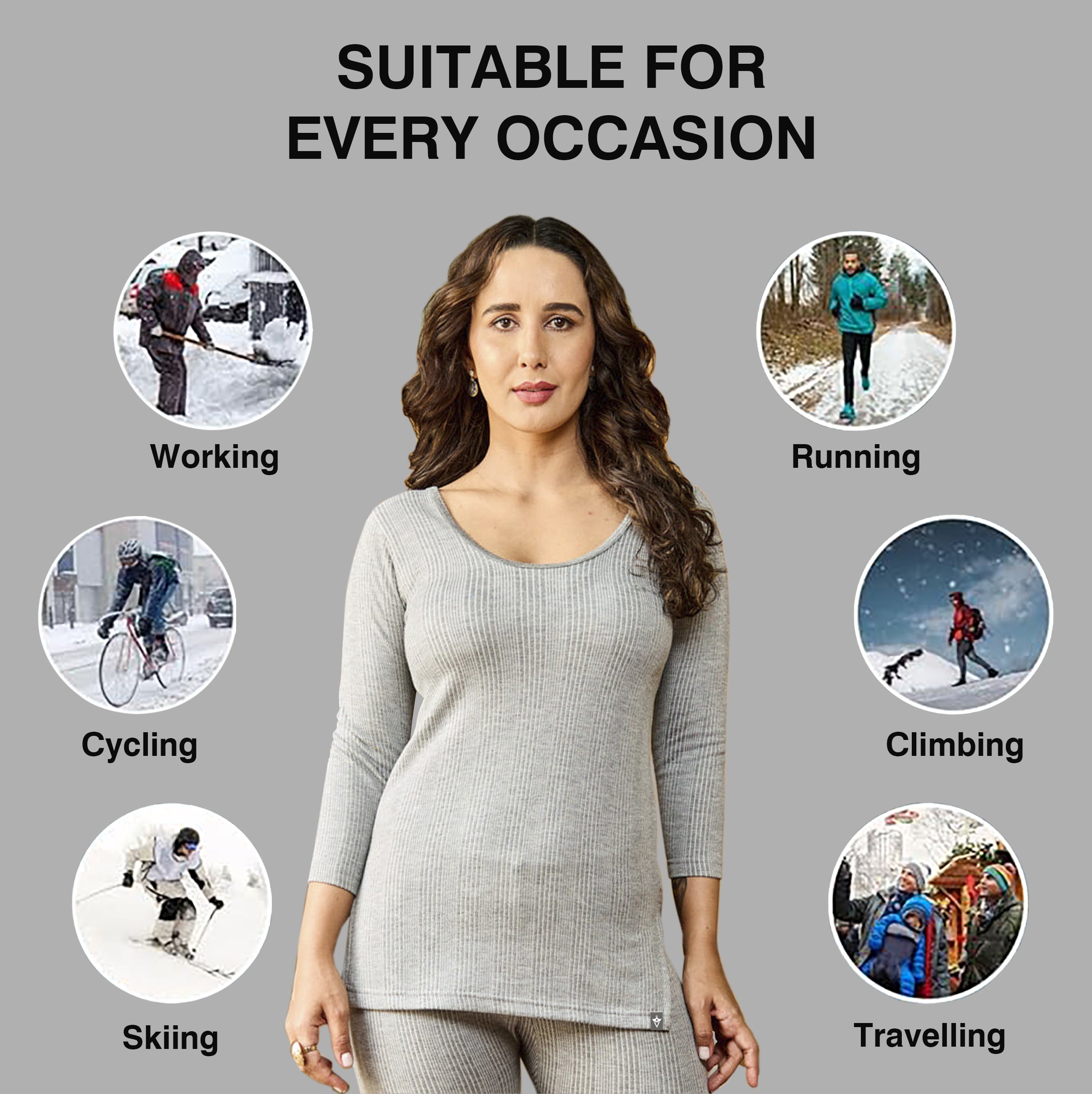 VIP Women Scoop Neck 3/4 Sleeves Top Thermal Wear