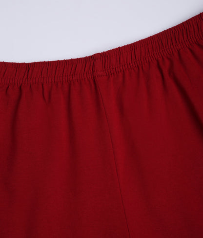 SOLID MAROON SOFT COTTON EVERYDAY CAPRI FOR WOMEN