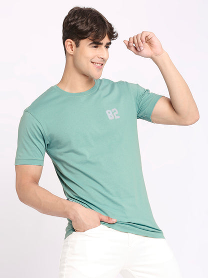 Mens Sea Green Round Neck T-Shirt