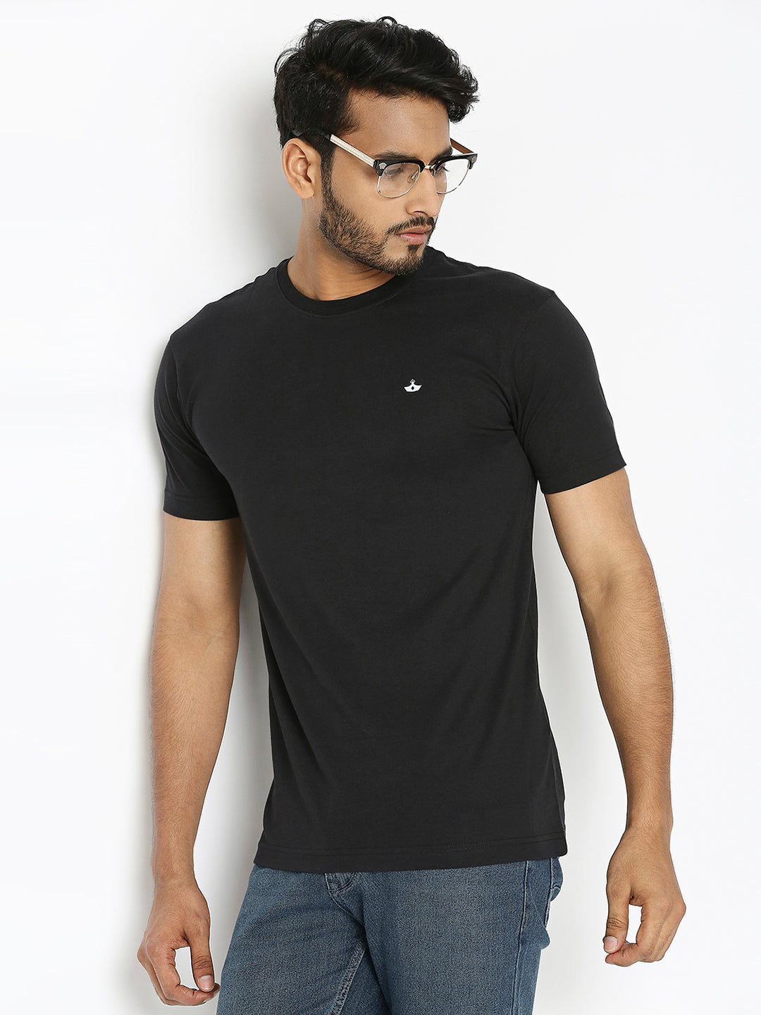 Mens Black Colour Round Neck T-Shirt