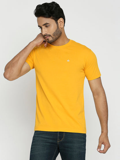 Mens Golden Yellow Round Neck T-Shirt