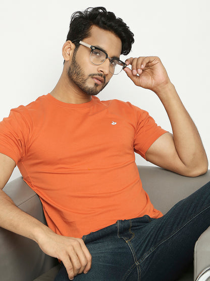 Mens Rusty Colour Round Neck T-Shirt