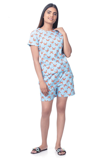M302 Printed Cotton Comfort Wear Set for Women - T-shirts & Shorts