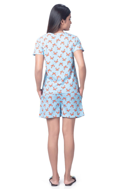 M302 Printed Cotton Comfort Wear Set for Women - T-shirts & Shorts