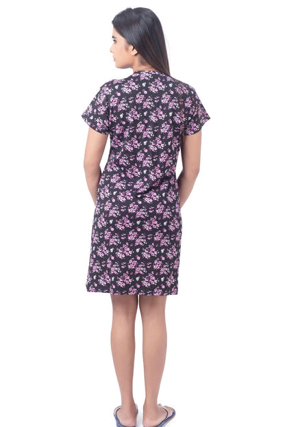 M401 Printed Cotton Night Dress for Women