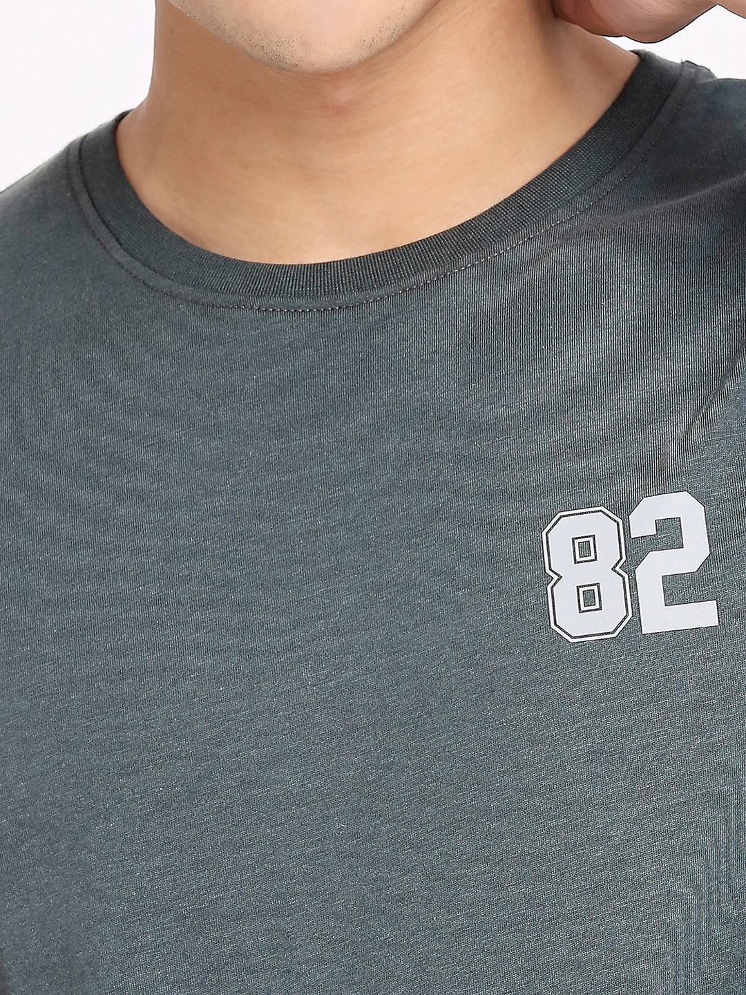 Mens Dark Grey Round Neck T-Shirt