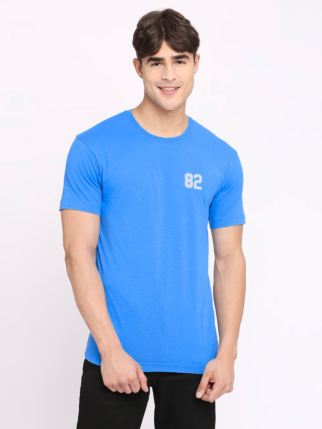 Mens Light Blue Round Neck T-Shirt