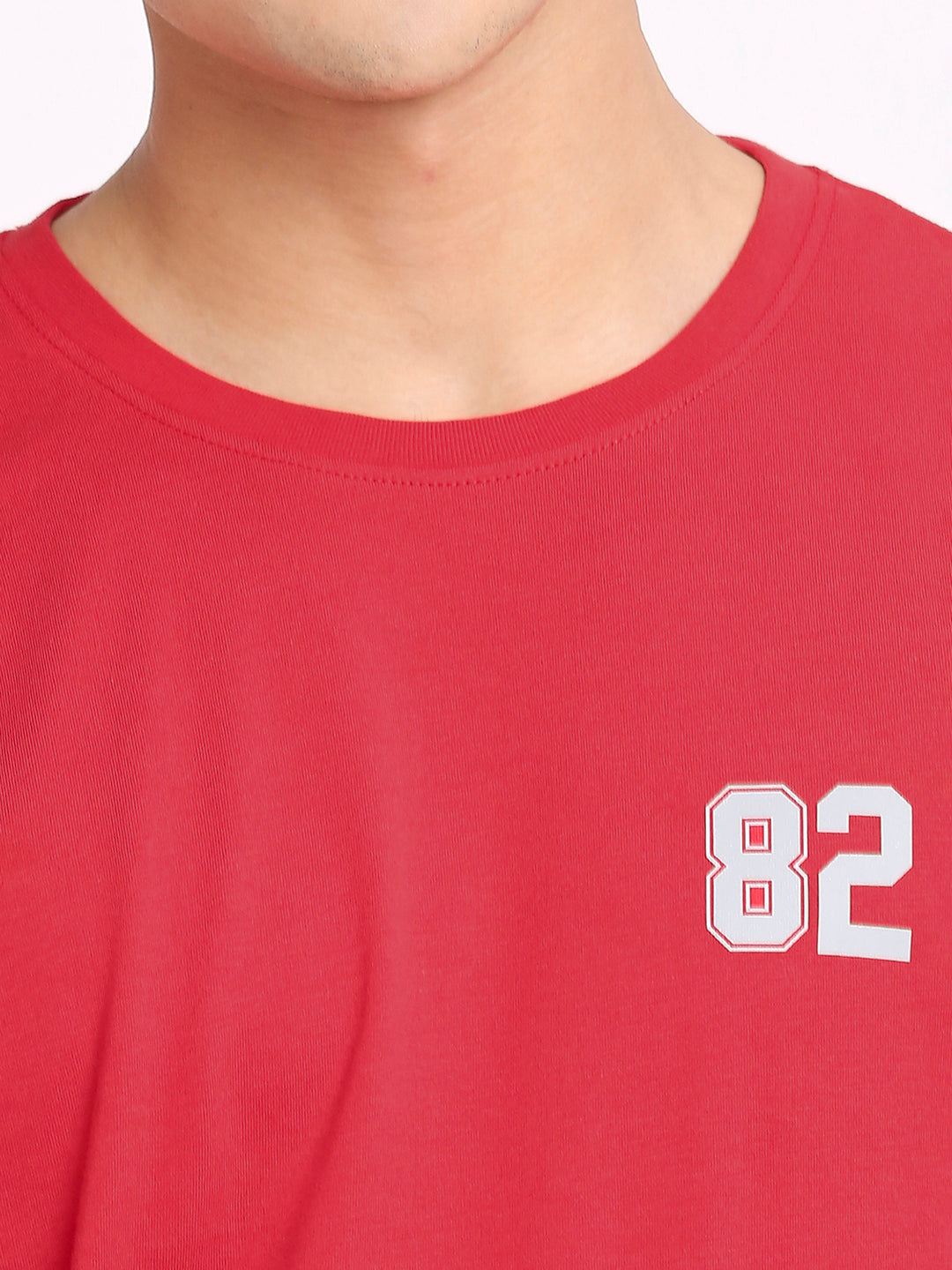 Mens Red Round Neck T-Shirt