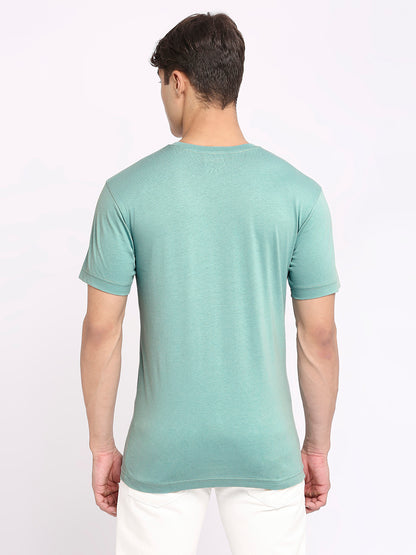 Mens Sea Green Round Neck T-Shirt