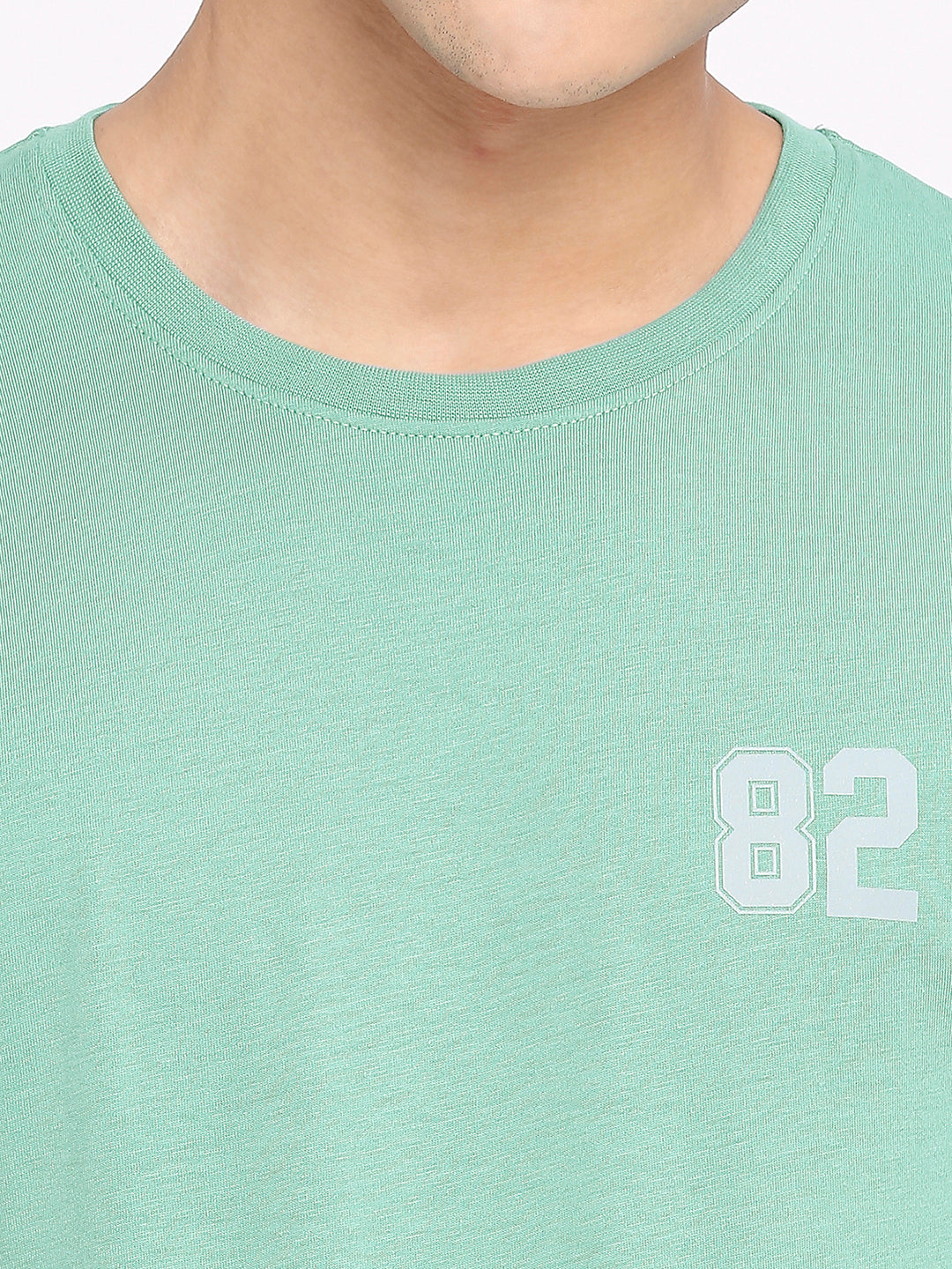 Mens Sea Green Round Neck T-Shirt