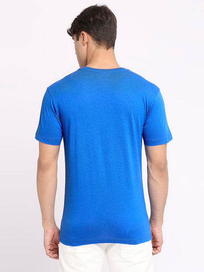 Royal Blue Pure Cotton Round Neck T-Shirt for Men