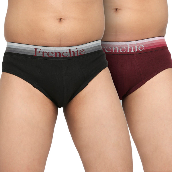 U19 Teenagers Cotton Brief Black and Wine - Pack of 2