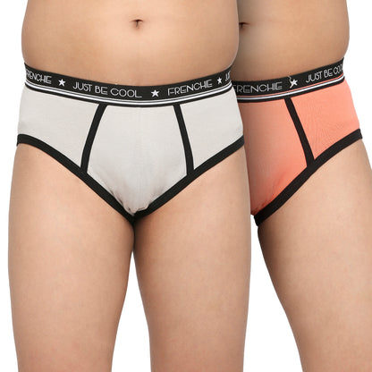 U19 Teenagers Cotton Brief Light Gray and Peach - Pack of 2