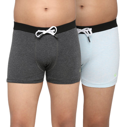 U19 Teenagers Cotton Trunk Dark Gray and Aqua - Pack of 2